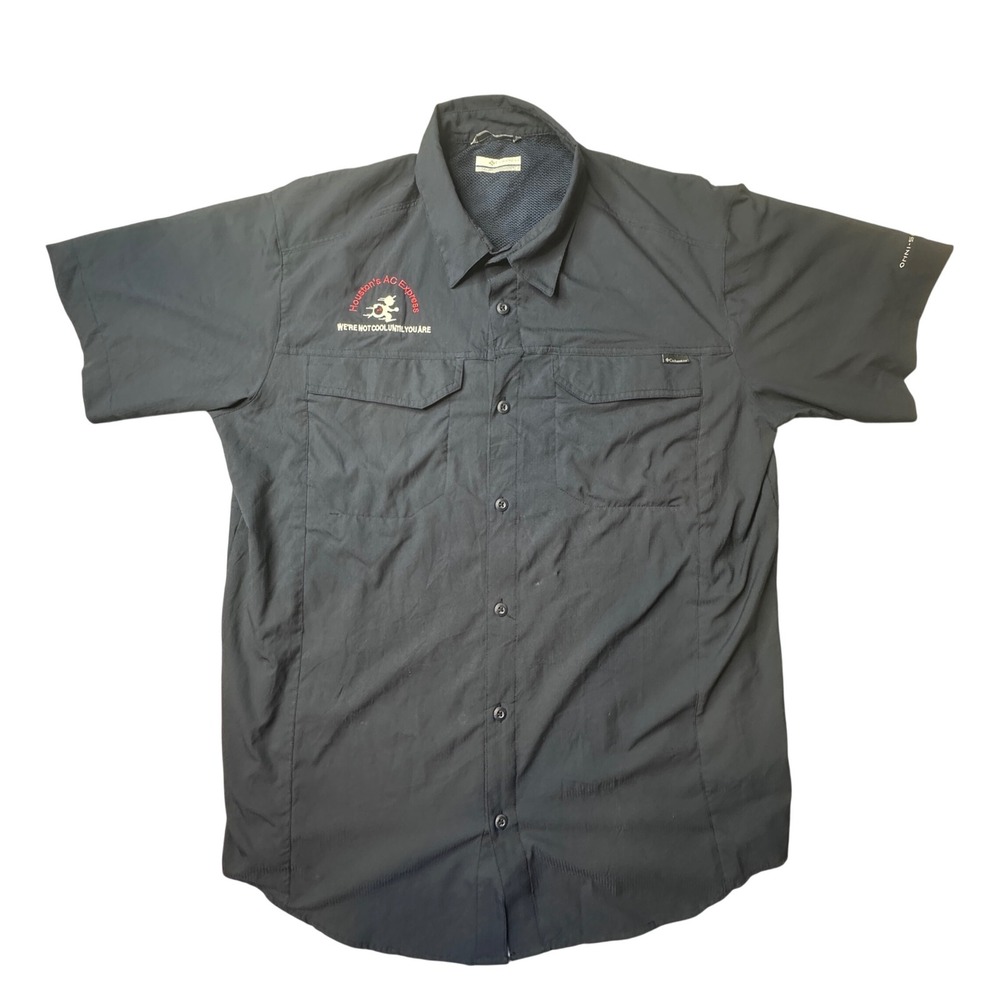 Columbia Shirt Mens L Blue Silver Ridge Omni-Shade Short Sleeve‎ Fishing AM1567
